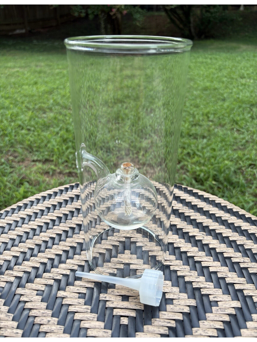 Wolfard Clear Handblown Glass Oil/Kerosene Lamp 9" Tall Cylinder Wick